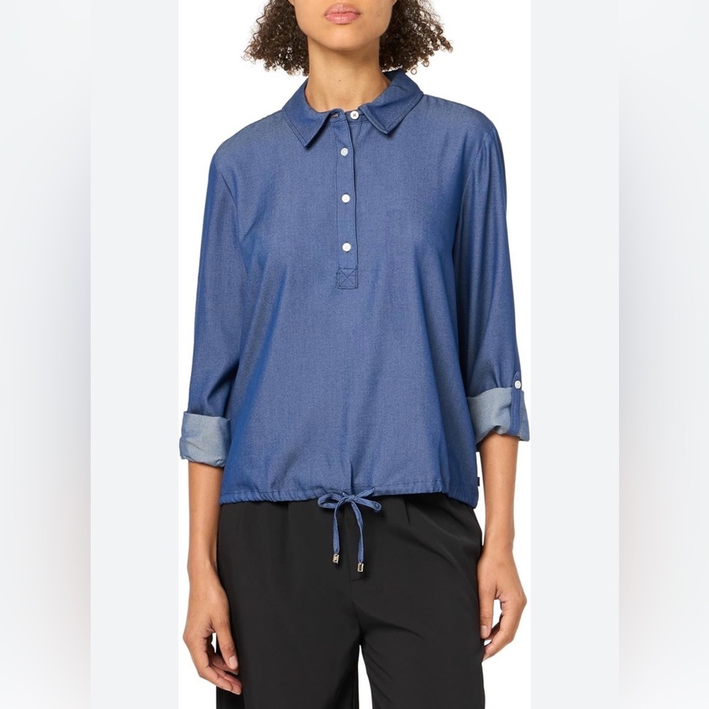 Tommy Hilfiger Blue Women's 3/4Button-Up Top size Large